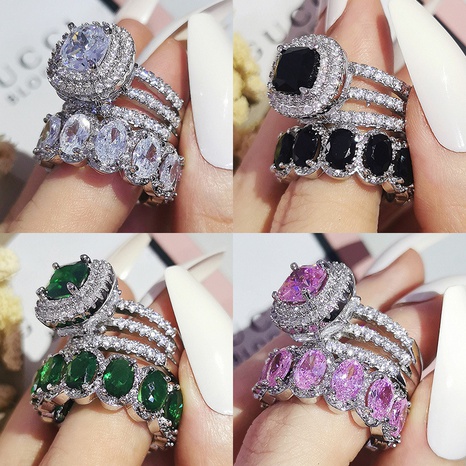 pink green black colored treasure rings set's discount tags