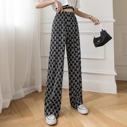 2022 spring and summer new pleated high waist slim straight pants pattern drape loose casual pants womens clothingpicture9