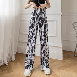 2022 spring and summer new pleated high waist slim straight pants pattern drape loose casual pants womens clothingpicture11