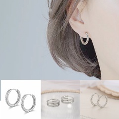 New Fashion Simple Titanium Steel Earring Grid Pattern Ear Clip
