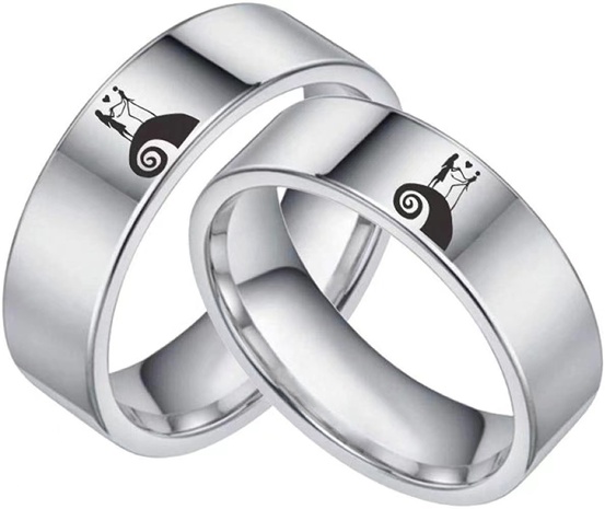 2022 New The Nightmare Before Christmas Band Love Couple Stainless Steel Rings's discount tags