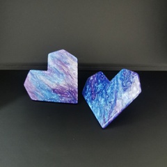 Exaggerated and Personalized Large Version Shiny Crystal Cellulose Acetate Sheet Love Heart Stud Earrings