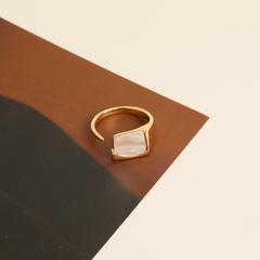 European and American Classic Simple Geometric Abstract Open Ring Shell Decorative Ring Opening Ring Accessories Female Copper-Plated Gold