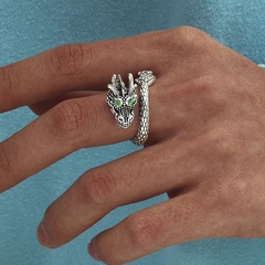 Retro Fashion Popular Ornament Dripping Oil Rhinestone Dragon Ring