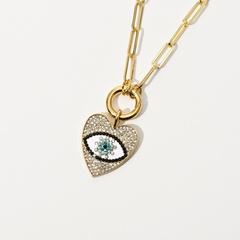 New Creative Clip Devil's Eye Copper Zircon Necklace Women's Fashion Diamond-Embedded Heart Eye Pendant