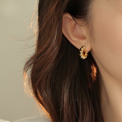 Korean Style Ins Elegant 925 Silver Needle Vintage Earrings Real Gold Plating French Ear Studs