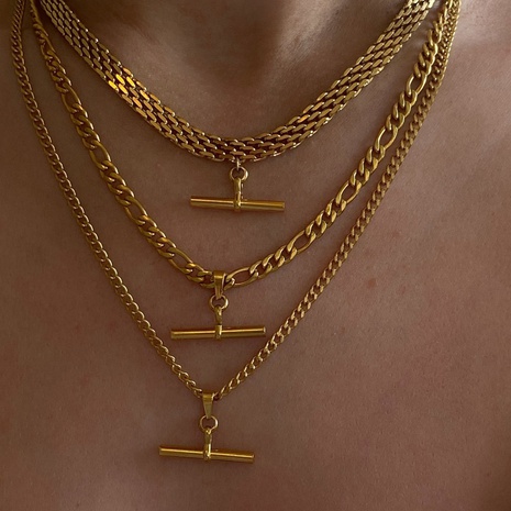 Collar de cobre con colgante geométrico en forma de T simple a la moda's discount tags