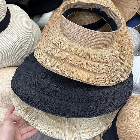 Sombrero de ala ancha con visera tejida a mano de Color de verano's discount tags