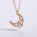 Brass Plated 14K Real Gold European and American Ins Style Star Moon Zircon Necklace Valentines Day Fashion Gift Pendant Spotpicture10
