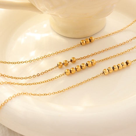 Mode Glück Kleine Perlen Mode Fußkettchen Titan Stahl Material Überzogen 18K Gold's discount tags