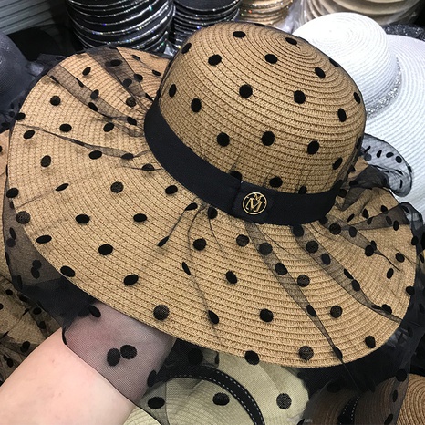Punto malla sombrero de paja verano vacaciones playa sombrero de ala ancha sombrero de verano's discount tags