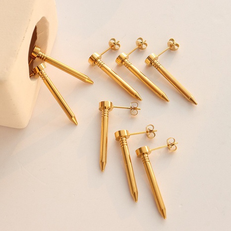 Nail Stud Earrings Jewelry Titanium Steel 18K Gold Plating Handmade's discount tags