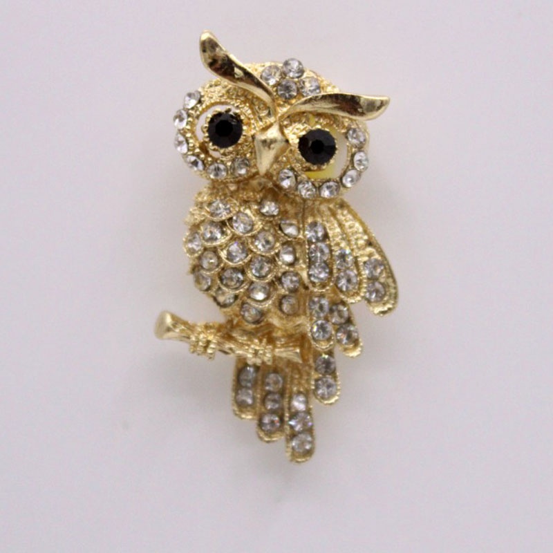 Factory Direct Sales Korean Style HighEnd Diamond Owl Brooch Corsage Clothing Accessories Unisex Pin