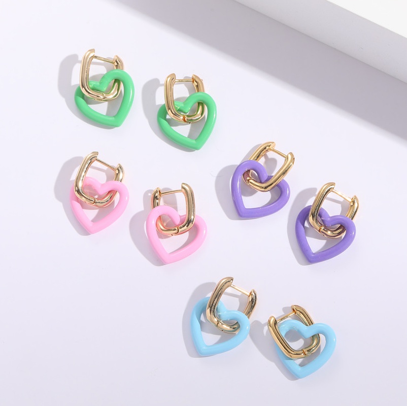 New Fashion Paint HeartShaped 14K goldplated copper Earrings