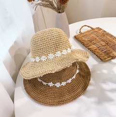 Femmes De Paille de Chapeau D'été Soleil-Preuve Plage Dentelle Fleurs chapeau