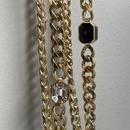 Einfache Mode Intarsien Einzigen Zirkon Cuban Link Kette Edelstahl Halskettepicture7