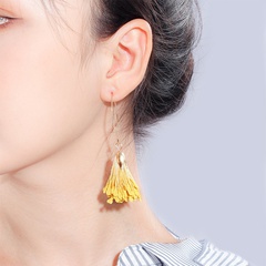 Korean-Style Retro Yellow Floral Earrings for Women Vacation Style Tassel Flowers Earrings Fashion Ear Hook Earrings