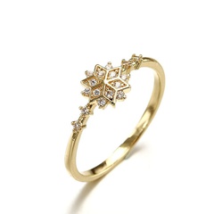 Fabrik Direkt verkauf Wish Hot Stil 16K Golden European Beauty Flash Diamond Schneeflocke Geburtstag Verlobung geschenk Diamant Ring Zubehör