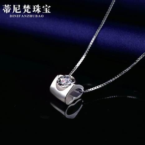 colgante de collar de plata s925 de corazón con incrustaciones de circonio de moda sin cadena's discount tags