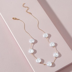 fashion simple imitation pearl baroque alloy short necklace