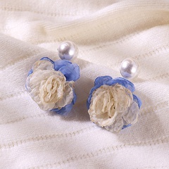 Korean Style Retro Elegant Lace Flower Pearl Earrings