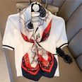 Fashion light luxury 90cm simulation silk scarf Korean simple striped large square scarfpicture39