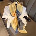 Fashion light luxury 90cm simulation silk scarf Korean simple striped large square scarfpicture25