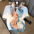 Fashion light luxury 90cm simulation silk scarf Korean simple striped large square scarfpicture42