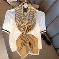 Fashion light luxury 90cm simulation silk scarf Korean simple striped large square scarfpicture50