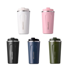 Double-Layer Vacuum Thermos Cup with Lid 304 Stainless Steel Portable Coffee Mug