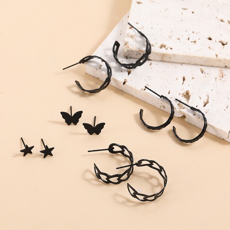 Europe and America Cross Border Popular Fashion Personality Combination Set Earrings Multi-Element All-Match Ear Studs Trendy Female in Stock Direct Selling's discount tags