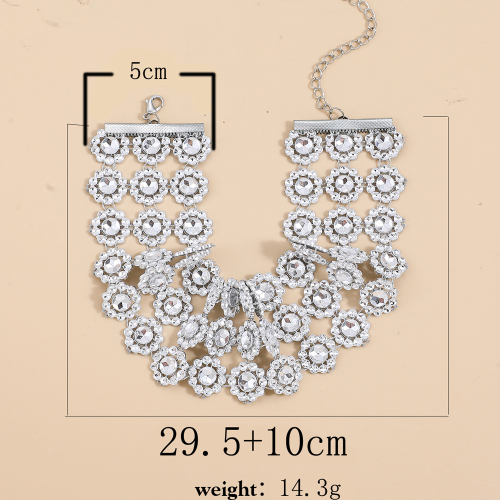 Ornament Personalized Versatile MultiElement Necklace DoubleLayer Concave Europe and America Cross Border Diamond Collar Necklacepicture1