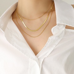 European and American-Style Cool Ins Style Dignified Sense of Design Blade Clavicle Chain All-Match Light Luxury Three-Layer Twin Necklace Female P688
