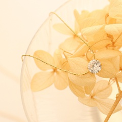 Fashion Ornament Single Diamond Clavicle Chain Zircon Necklace Titanium Steel 18K Gold Plating