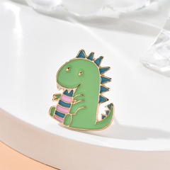 Broche de aleación de goteo de aceite de pequeño dinosaurio pequeño Animal de dibujos animados lindo verde