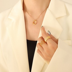 Fashion Twisted Geometric Pendant Necklace Female Chain Headset Gold-Plated Jewelry Set titanium steel