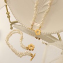 Fashion Baroque Freshwater Pearl Flower Bracelet Titanium Steelpicture1