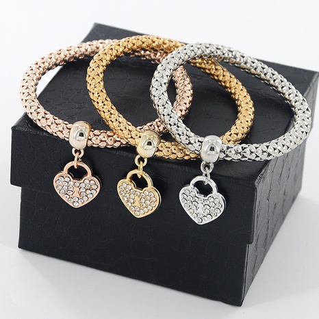 Fashionable All Match Jewelry Rhinestone Love Pendant Stretch Bracelet (3 Sets)'s discount tags