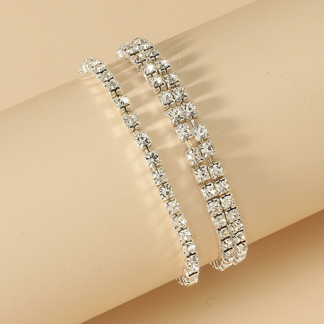 Brazalete de dos piezas con cadena de garra incrustada en diamantes de imitación de moda's discount tags