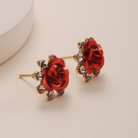 All-Matching Fashion Rhinestone Rose Earrings Small Flowers Stud Earrings's discount tags