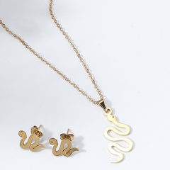 Simple Temperamental All-Match Fashionable All-Match Gold-Plated Snake Necklace and Earrings Suite Set