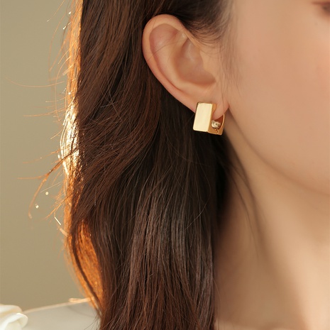 Pendientes elegantes de diseño con agujas plateadas de 925, Clip para oreja de estilo frío cuadrado Retro's discount tags