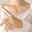 Retro Gold Rose Flower Pendant Necklace Female Titanium Steelpicture2