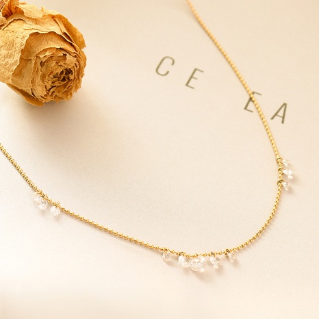 Adorno de moda Cadena de clavícula incrustada collar de circón titanio acero 18K chapado en oro's discount tags