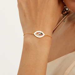 Simple Fashion Stretch Chain Color Eye Inlaid Zircon Exquisite Copper Plating 0.03 Μm Gold Bracelet