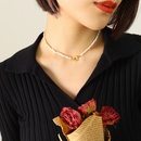 Baroque Pearl Flower OT Buckle Necklace Bracelet Jewelry Set Titanium Steelpicture1