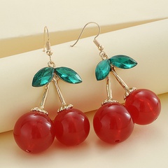 Fashion Sweet Cute Cherry-Shaped Fruit Eardrops Alloy Earrings