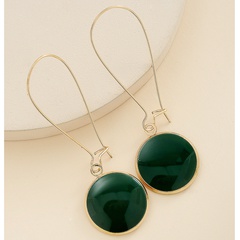 Fashion Heart-shaped Dripping Green round Pendant Alloy Earrings