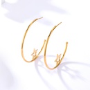 Simple Fashionable Temperamental AllMatch Large Circle Open C Shaped Butterfly 18K Gold Earrings Pairpicture5