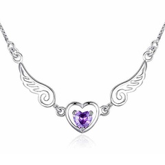 Fashion Zircon Angel Wings Heart Alloy Clavicle Chain Ornament